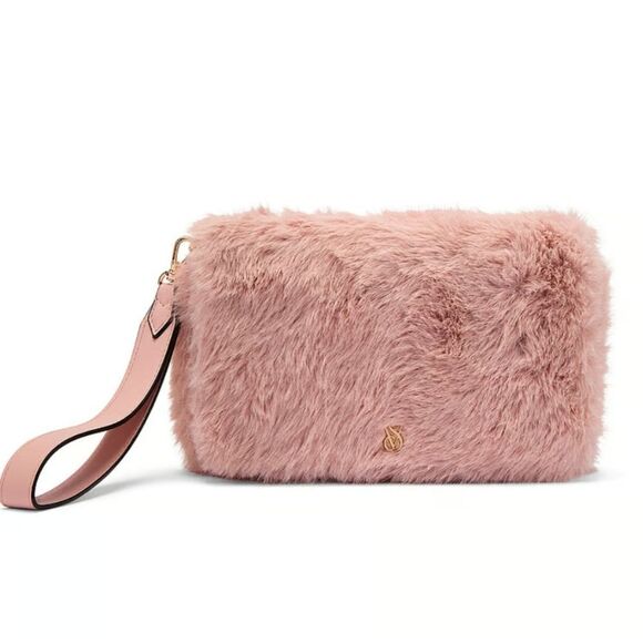 Pink Faux Fur Phone Wristlet - Picture 1 of 3
